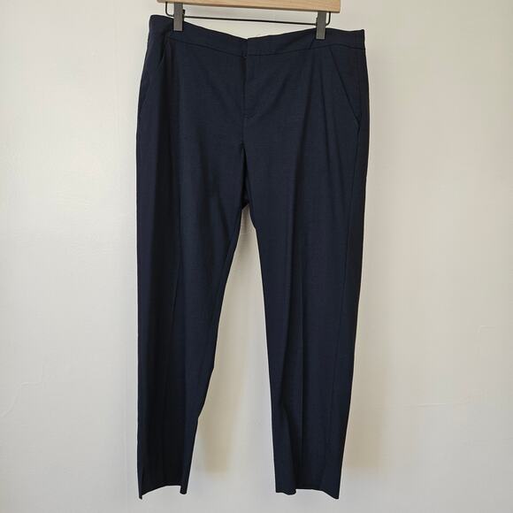 Everlane Slim Wool Trouser Pants Sz 12 Navy Blue Cropped Ankle - Picture 4 of 10